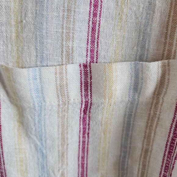 Gap Woman Size XL Long Sleeve Colorful Textured Stripe Linen Blend Tunic Blouse - Picture 3 of 8